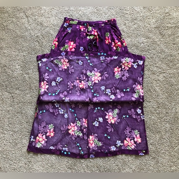Jaclyn Smith Hawaiian Floral Skirt size S Midi Tie Elastic Waist wrinkle fabric - Picture 8 of 15